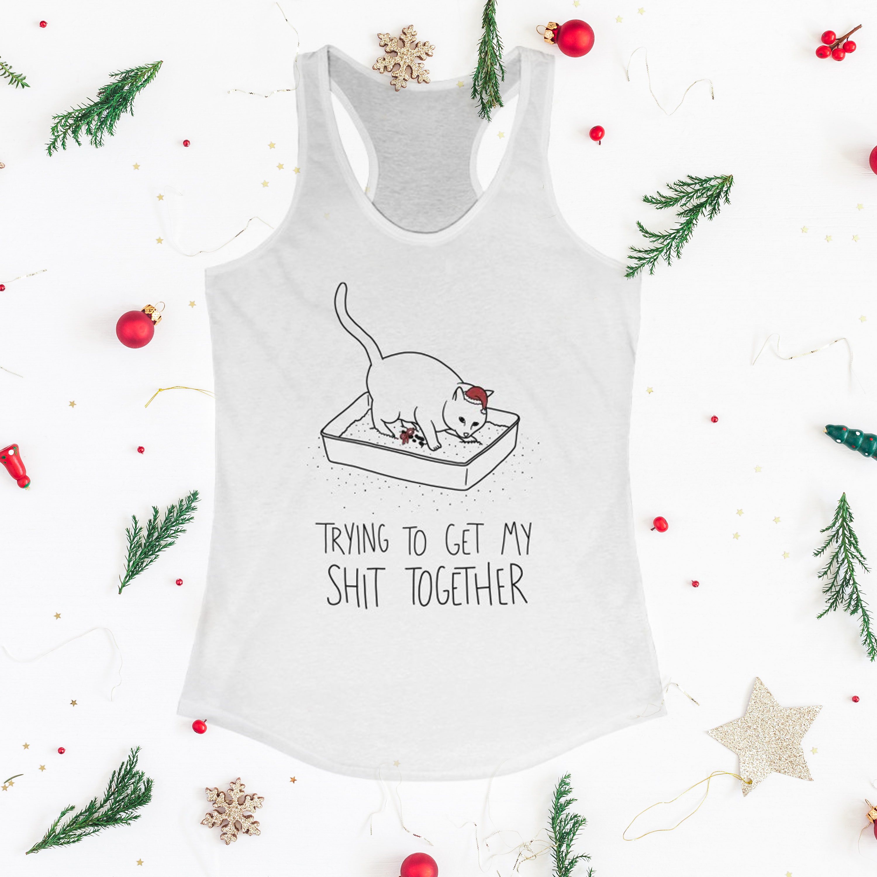 Santa's Little Helper Shit Together Racerback Tank Top